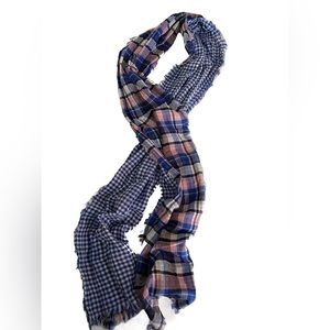 Blue pink plaid scarf two sided American colors by Alex Lehr